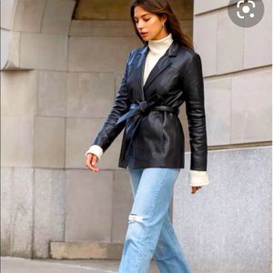 Black Reformation x Veda Park Tie Waist Leather Jacket